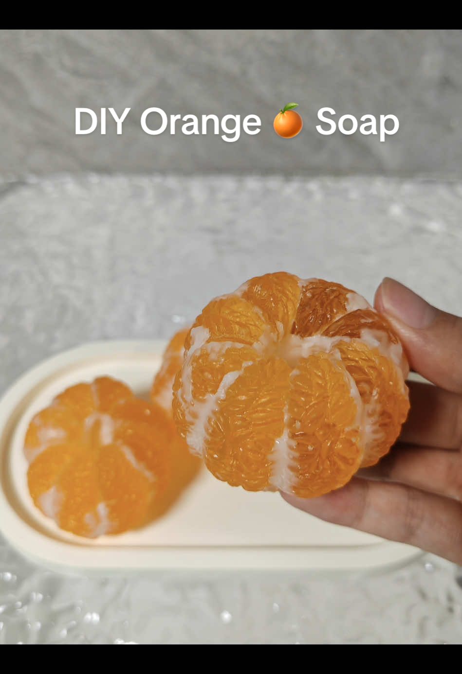 Handmade Orange soap 🍊🧼#asmr #orange #soap #soapmaking #soapcutting #barsoap #giftideas #fyp 