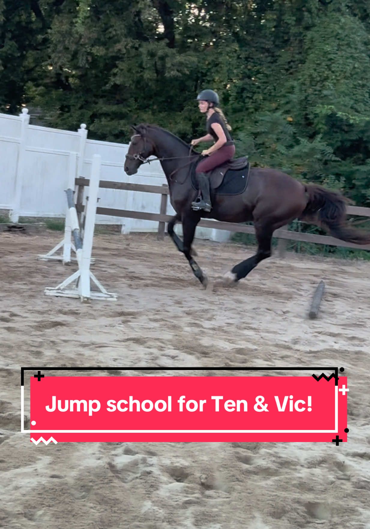 There was a lot of carpentry 🪚 🔨 happening and he was doing his best to try out for the Lipizzaner stallions 🤦🏼‍♀️.  I had to get on to put his brain cells back together because he was acting like he had no pilot aboard 😩. I’m not going to lie, it was kind of fun to ride him through his acrobatics. It’s been a hot minute since I got an adrenaline rush 🤣.  Vic rode him AMAZING through his shenanigans but sometimes it’s quicker to have someone else pop on and get them back to using their brain than fight with them! It’s never a sign of your inability to handle hard horses, it’s just sometimes the quickest solution to make the ride smoother!  All in all it was a super fun learning experience for @vic. 😍. Ten is slowly starting to challenge her more and more! He is such an awesome teacher too, but he sure makes sure you work for it 😂. Stay tuned for some XC footage!! 