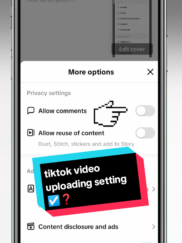 tiktok video uploading setting ☑️❓ #fyp #viral #newcontent #tiktokfirstvideo #foryoupag 