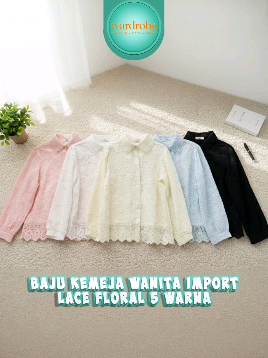 Baju ini memadukan kesan feminine dan elegan dengan potongan klasik kemeja, ditambah sentuhan lace bermotif bunga yang halus. Warna krem lembut menciptakan tampilan netral yang mudah dipadupadankan untuk suasana kasual hingga semi-formal. mau kepoin baju kami lainnya? datang ke toko kami, PGMTA Lantai 6 Blok C No 5, atau bisa hubungi admin kita, link WhatsApp ada di bio akun ini yaa 🥰 #fypシ #reseller #kemejabasic #tanahabang #kemejawanita 