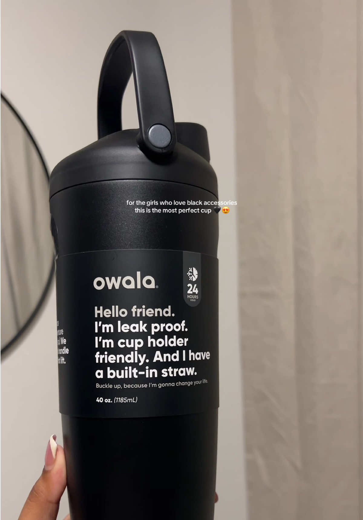 my new everyday cup because 1. It’s black 🖤 and 2. It’s leak proof