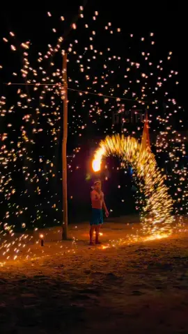 🔥✨ Fire show magic under the stars 🌌 — Koh Rong, Cambodia 🇰🇭🌴