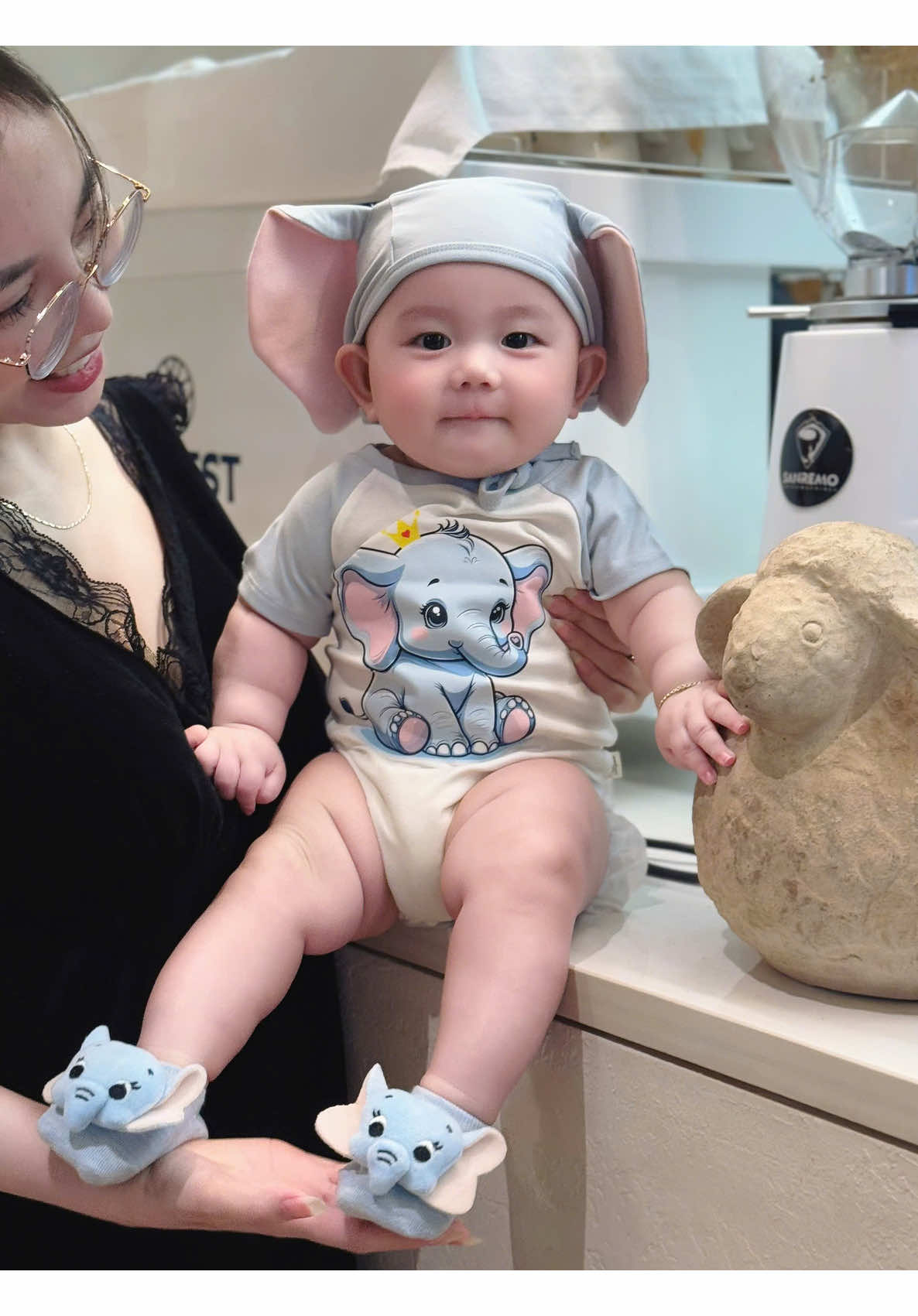 Bodychip bodysuit in hình voi con dễ thương cho bé trai bé gái bé sơ sinh #body #bodysuit #bodychip #bodycoctay #tresosinh 