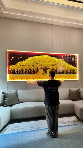 Cây kim tiền tranh đính đá pha lê đèn led #trangtrinha #nhadep #tranhdecor #tranhtreotuong #tranhphongkhach 