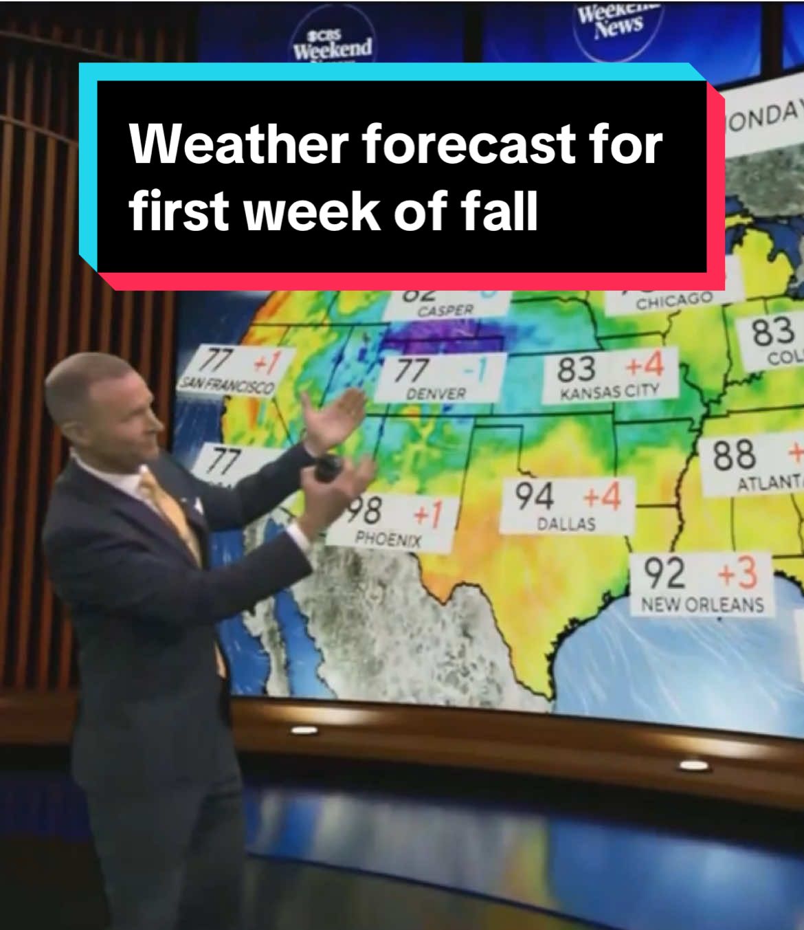 Summer is officially over. But the start of autumn on Monday isn’t bringing cooler temperatures for much of the country. Instead, that fall feeling will be reserved for much of the West this week, CBS News Philadelphia meteorologist Grant Gilmore explains, while above-normal temperatures hit the Central and Eastern U.S. #weather #forecast #fall #autumn 