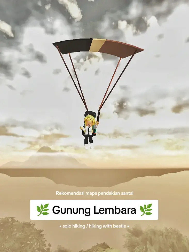 Cocok buat yang mau naik gunung buat santai² aja / menikmati pemandangan. Treknya jg ga terlalu panjang, kalo cape bisa digendong wkwk. ada fitur mancing trs dijual dan terjun payung. 2x kesini yg kedua udah muncul updetan bianglala, kira² nanti updetnya apa lagi yahh 😀 📍 maps : Gunung Lembara #roblox #robloxindonesia #robloxgames #robloxgununglembara #gununglembara