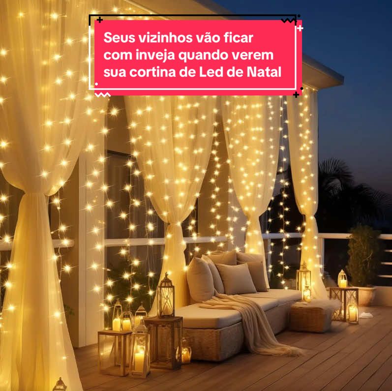 🎄Deixe a sua casa a mais linda com 320 leda de Natal que estão quase de graça. Vem com controle que você pode controlar as funções da cortina. #tiktokshop #enfeitesdenatal #piscapisca #natal