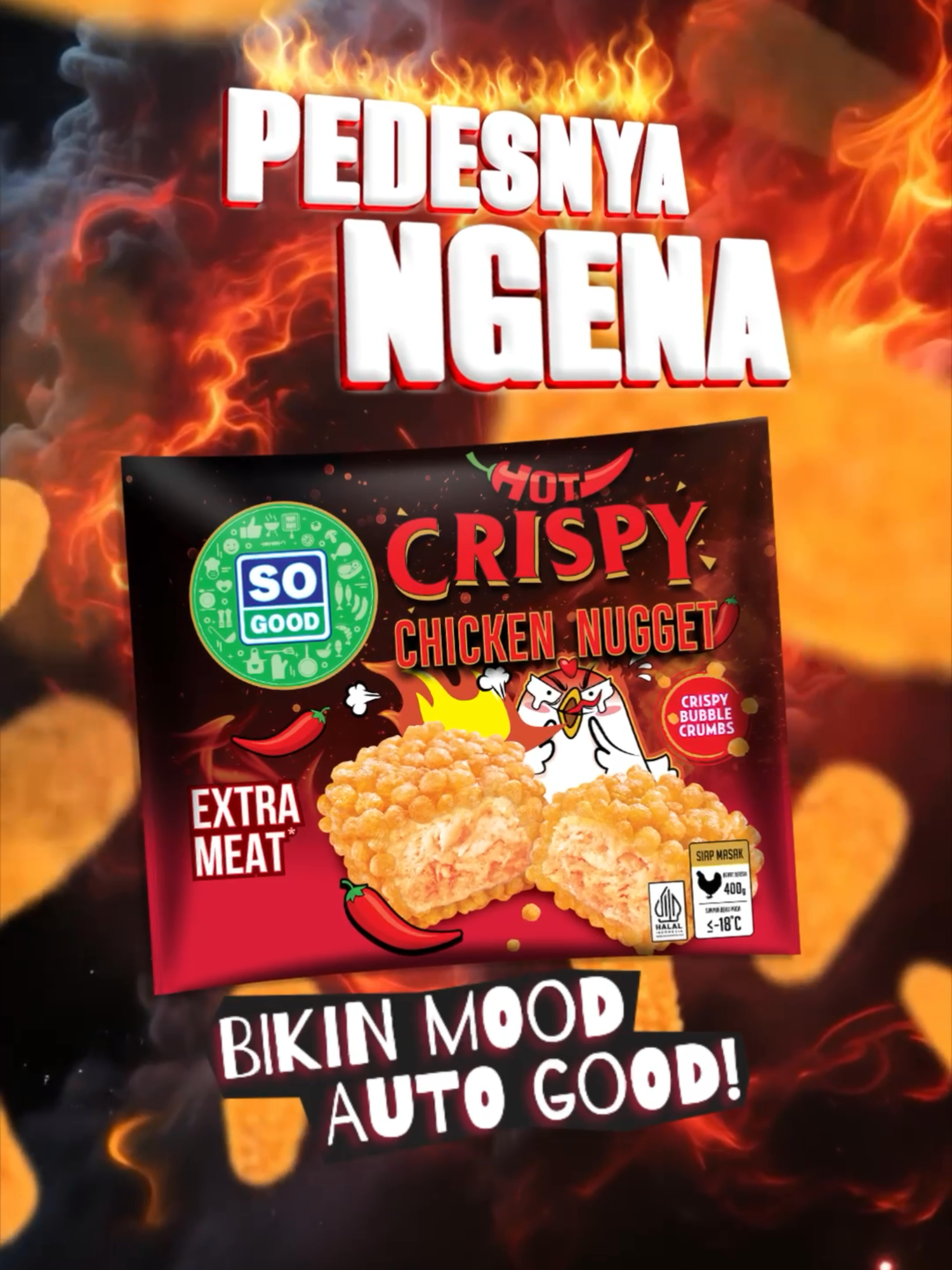 Hi spicy lovers, siap-siap ketagihan! 🔥 So Good sekarang hadir dengan yang pedesnya ngena, garing berdaging, dan pastinya bikin mood auto good ✨ Udah siap nyobain? 😉 #SoGood #JAPFAFood #BikinMoodAutoGood  #SoGoodHotCrispy