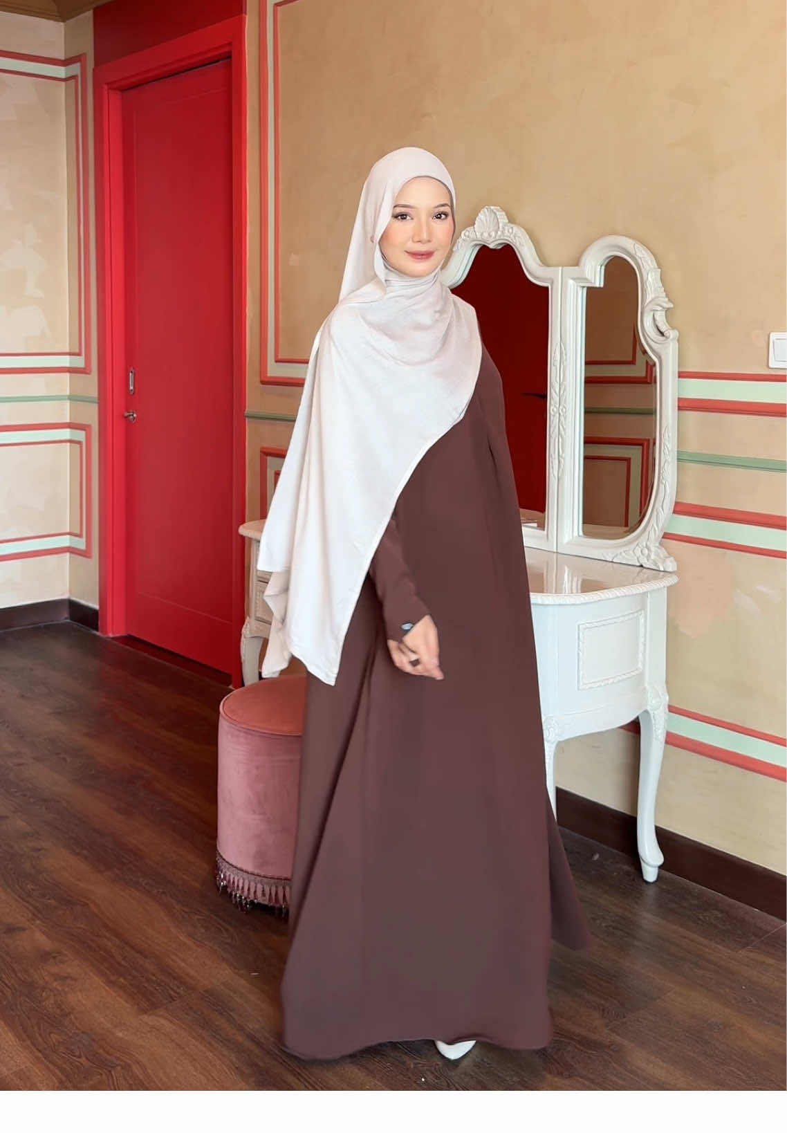 Fitcheck sebelum kajian🥰 #fyp #pashminaviscose #fitcheck #outfitkajian #abayastyle 