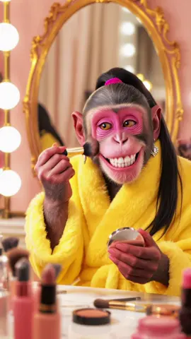 Getting ready for my date like, who dis? 🤣😜  Stay tuned and follow for more fun ai animal content!  #animallover #monkey #makeup #funnyvideos #comedyvideo 