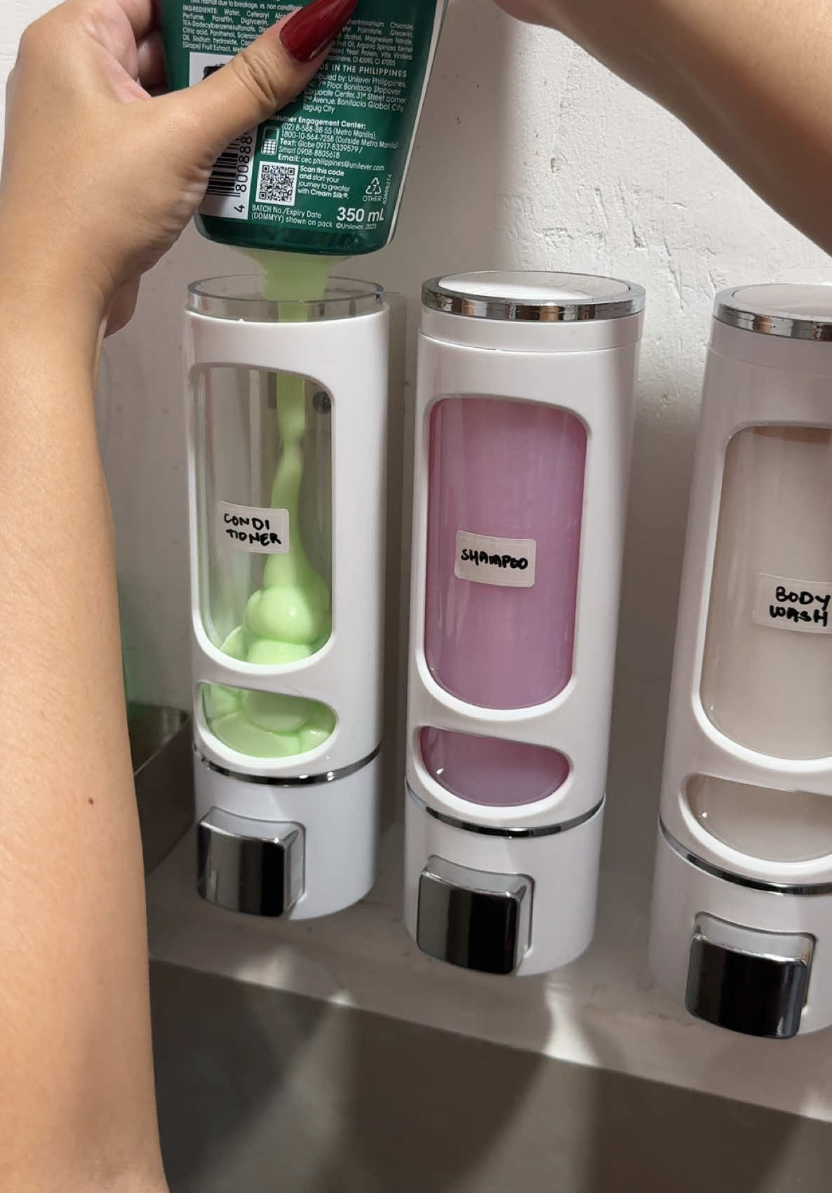 Refill lang, tipid forever! Gawing aesthetic ang banyo mo! 👌 #shampoodispenser 