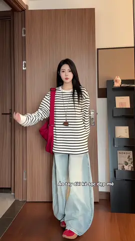 Áo thun tay dài kẻ sọc #xuhuongtiktok #sweater #viral #saleluongve #sale1010 