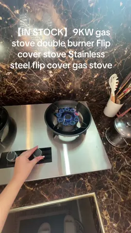 【IN STOCK】9KW gas stove double burner Flip cover stove Stainless steel flip cover gas stove #gasstove #doubleburnergasstove #9kwgastove #affordable #affiliate 