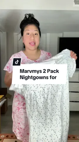 Marvmys Paquete de 2 camisones para mujer, camisones de manga corta, cuello en V 😍😍 #marvmysshop #marvmysdress #marvmys2packnightgownsfor #vestidosdedormir #camisones @Marvmys 