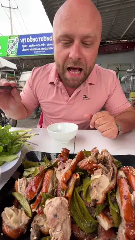 Vịt Quay 🦆 Lá Mắc Mật – Crispy Duck with Forest Aroma Whole duck roasted to golden perfection, its skin crackling and fragrant with lá mắc mật – a wild forest leaf that gives a sweet, citrusy, almost peppery aroma. The meat stays juicy inside, the flavor deep and unforgettable. It’s not just roast duck, it’s a signature taste of Northern Vietnam. #vitquay #lamacmat #vietnamesefood #vietfood #vietjoetv 