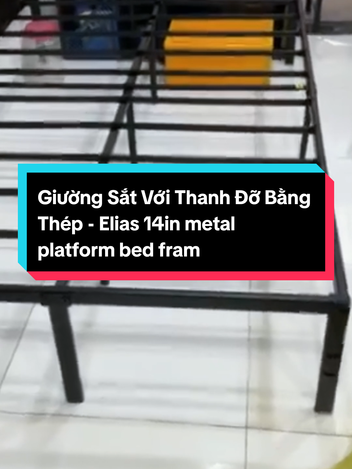 Giường Sắt Với Thanh Đỡ Bằng Thép - Elias 14in metal platform bed frame#giuongsat 