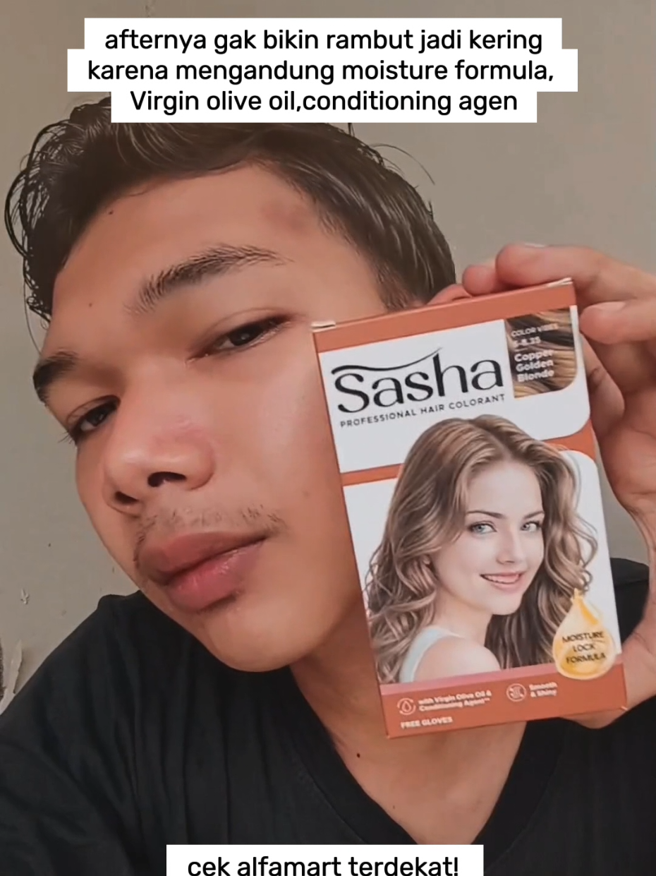 Gampang banget warnain rambut dirumah ga perlu jauh2 ke salon, tinggal beli Sasha Hair Colorant 😎 produknya tinggal beli di Alfamart, affordable bgt harganya ✨ #viraltok #coppergoldenblonde #sasha #sashahaircolorant #warnainrambutdirumahaja