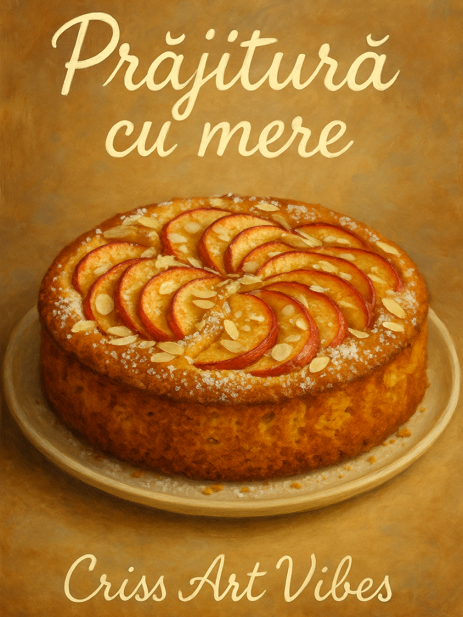 Prăjitură cu mere și scorțișoară 🍎✨ 💬 Pufoasă, aromată și perfectă pentru toamnă 🍂. Ușor de făcut și cu gust de poveste! 📝 Ingrediente: 3 mere roșii + 1 măr ras pentru aluat 200 g unt moale 200 g zahăr 2 ouă 3 linguri făină,  1 lingura amidon 2 lingurițe praf de copt 1 linguriță scorțișoară,  1 linguriță cardamom 50 ml lapte Zahăr vanilat + fulgi de migdale 👩‍🍳 Pași: 1️⃣ Feliază merele și amestecă-le cu scorțișoară, cardamom și zahăr. 2️⃣ Mixează untul cu zahărul și vanilia, adaugă ouăle. 3️⃣ Încorporează ingredientele uscate + laptele. 4️⃣ Adaugă mărul ras în compoziție. 5️⃣ Toarnă aluatul în tavă, decorează cu mere și fulgi de migdale. 6️⃣ Coace 45 min la 175°C. ✨ Servește cu zahăr pudră și sos de vanilie – un deliciu! Hashtaguri: #prajituracumere #desertdeacasa #toamnaindulce #retetesimple #crissartvibes 