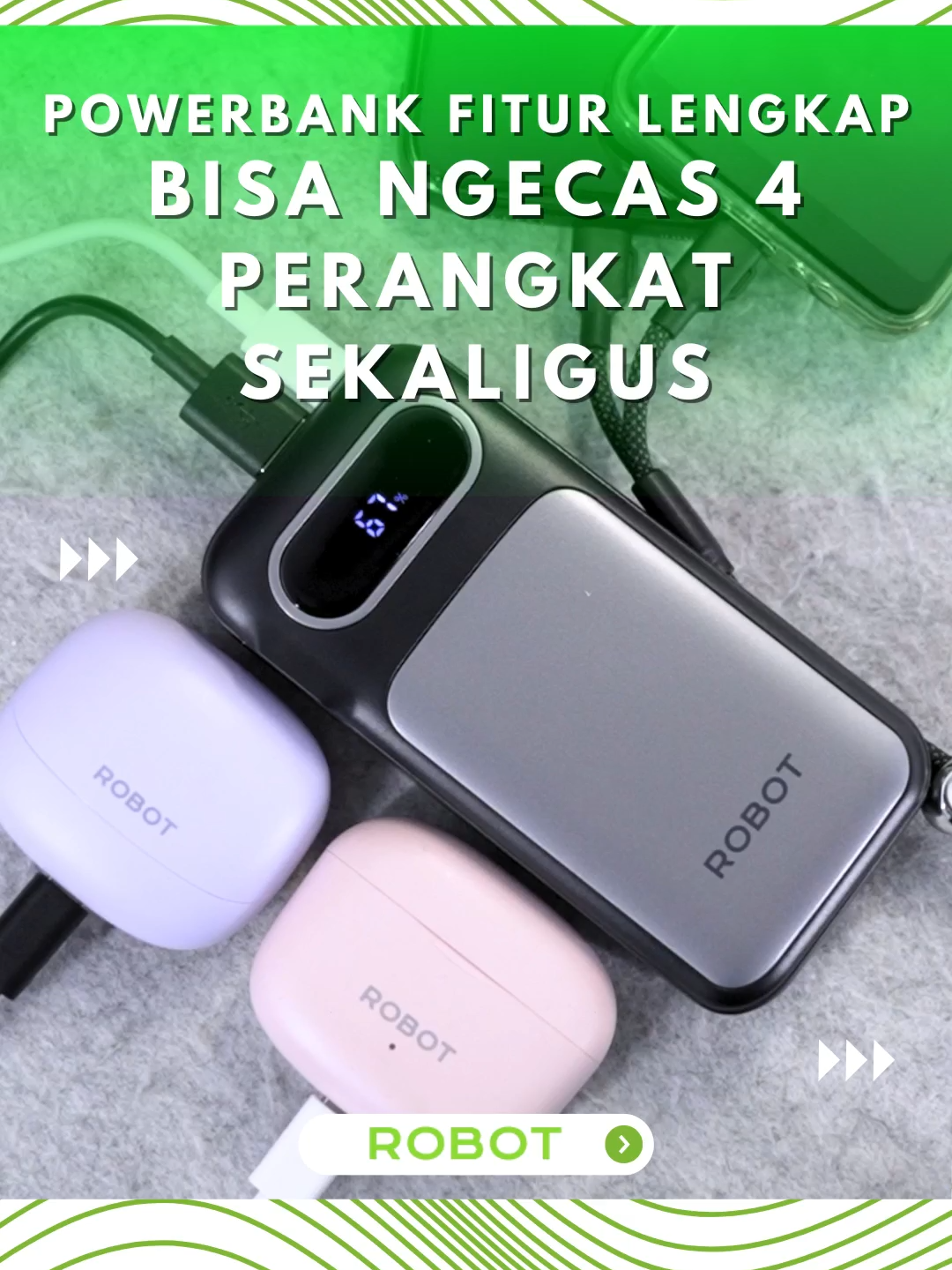 Ini dia powerbank RT-AC10 yang sebagai powerbank juga bisa charger powerbank juga lho. Selain itu, powerbank ini bisa charger 4 device sekaligus dan sudah ada kabel type-c dan USB type-A juga. Buruan checkout sekarang sebelum kehabisan~ #robot #powerbank #powerbankviral #powerbankmurah #powerbankmini #powerbankfastcharging #powerbankcharger #powerbank10000mah #powerbankkabel #adapter #charger #chargers