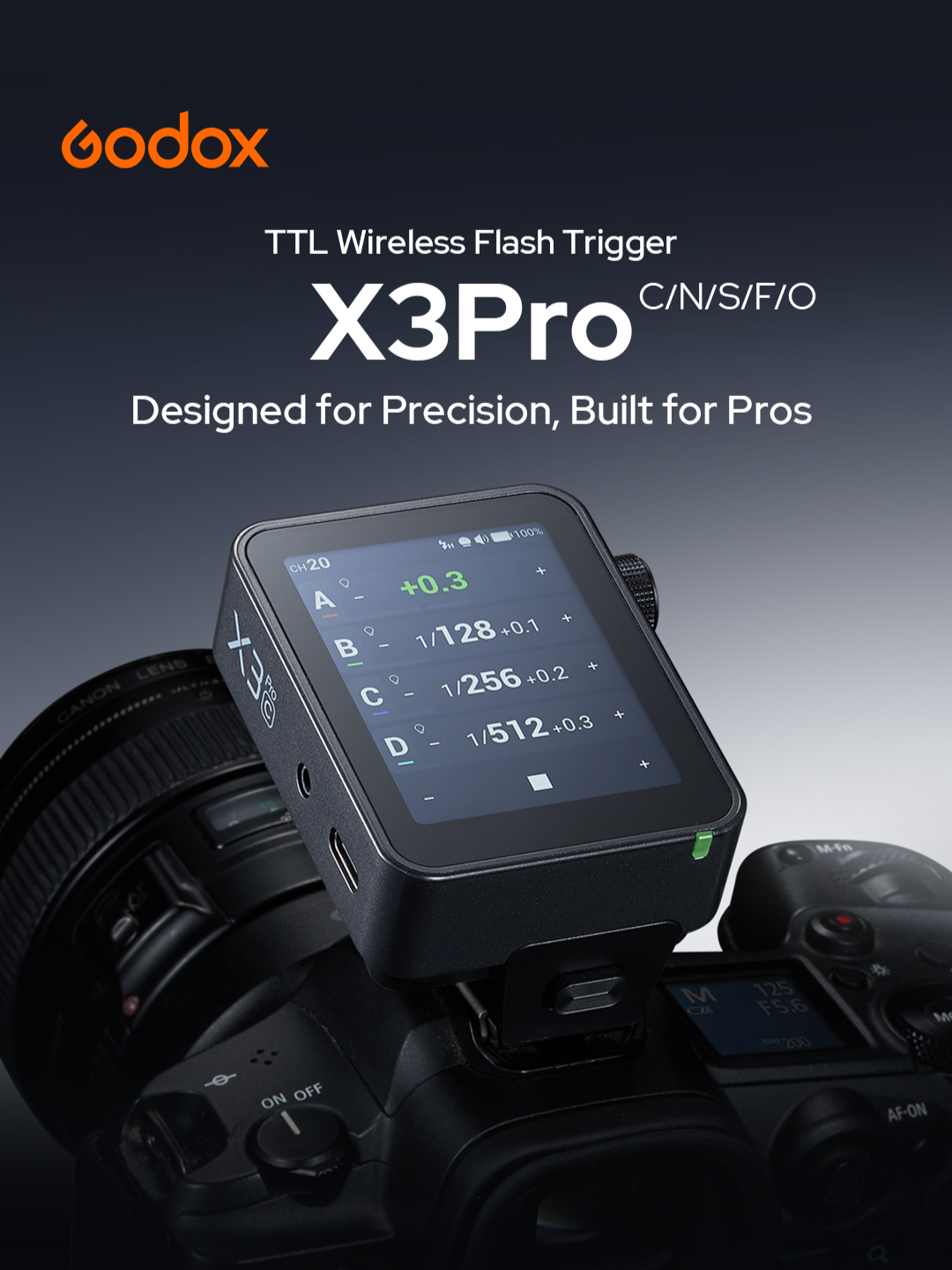 Introducing  Godox X3Pro TTL Wireless Flash Trigger Meet the Godox X3Pro – redefining flash control with seamless connectivity and intuitive touch! Meet the next-generation wireless flash trigger featuring a brilliant larger touchscreen, precision light control, bluetooth app integration, and shutter control—all designed to put speed and precision at your fingertips. Watch the video and elevate your lighting workflow today! RRP (Recommended Retail Price): X3 Pro C/N/S/F/O: USD 99.00 Retail prices are subject to the local distributor's pricing. Due to differences in VAT & tax rates, prices may vary in different regions. #Godox #X3Pro #FlashTrigger #WirelessFlash #BluetoothTrigger #PhotoGear #ProPhotography