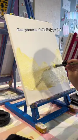 A silly scenic painting 🩵✨ This fun and easy painting is perfect for BEGINNER ARTISTS! Don’t forget to steal these tips and tricks to create your very own acrylic painting masterpiece!  #paintingoftheday #howtopaint #canvas #acrylicpainting #blending 