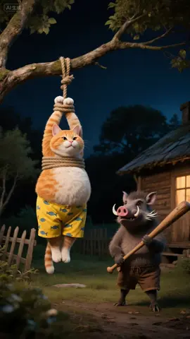 Without the protection of a tiger, an orange cat is bullied by a pig#cutecat #kucing #aicat #orangecat 