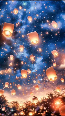 光の舞う夜#幻想的な世界 #癒し #aiart #夜景 #ランタン