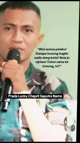 Ada 22 tersangka kasus kematian Prada Lucky Namo dilimpahkan ke Oditur Militer. Artinya kasus ini siap disidangkan.  Jika hari Senin Oditur Militer  serahkan berkas perkara ke Hakim Mahkamah Militer, maka akhir September 2025 atau awal Oktober 2025 sudah bisa digelar sidang perdana. Bravo: Denpom Udayana, Denpom Kupang dan Oditur Militer Kupang! Kasus Prada Lucky akan segera disidangkan. Yang memukul bagian perut Prada Lucky sehingga ginjalnya rusak adalah tersangka yang berpangkat perwira. Perwira yang terlibat  menganiaya Prada Lucky pasti dipecat.  Penyiksaan yang bertubi-tubi dari para tersangka   membuat Prada Lucky kencing didalam celana. Adapun benda-benda yang terkait dengan kasus Prada Lucky: - Kabel Instalasi listrik panjang sekitar 1 meter dilipat dua dengan tali rafia. - Hanger besi. - Sandal. - Cabe yang diulik. - Perasan jeruk nipis dicampur garam. - Rokok yang menyala. - Selang air. #KeadilanUntukPradaLucky #TNIHarusBertanggungJawab #KasusPradaLuckySegeraDisidangkan #BravoDenpomUdayana #BravoDenpomKupang  