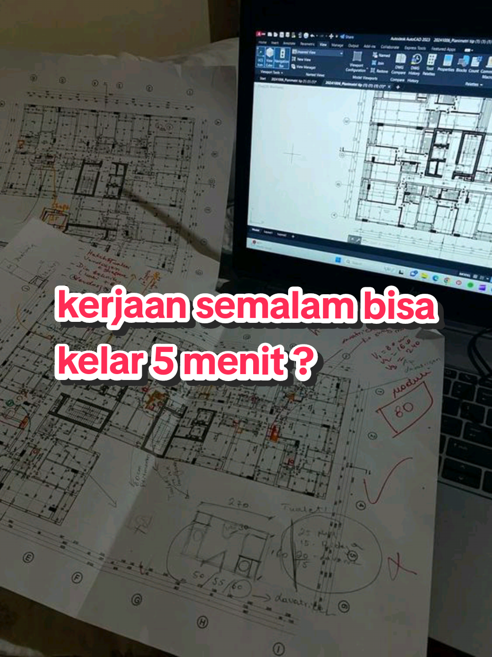Lembur cuma buat Export PDF ? 🤣😁 #drafter #autocad #tekniksipil #freelance #design 