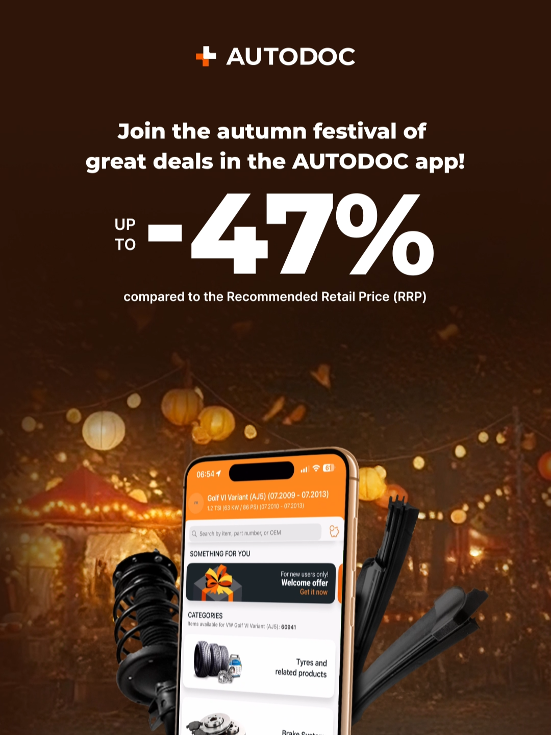 🍂🎉 Join the autumn festival of great deals in the AUTODOC app! Up to –47% compared to the Recommended Retail Price (RRP) Join the autumn festival of great deals at AUTODOC! 🛠️ ⚠️The offer applies to selected items only (excluding tyres) and cannot be combined with other deals. #carparts #autumn #autoparts #carcare #deals 