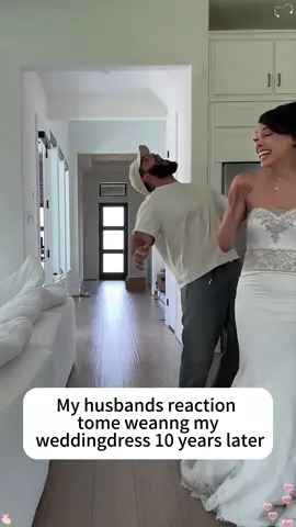 When he saw me in my wedding dress again...💕🔥👰🏻‍♀️ #EmotionalMoment#WeddingDressAgain#HusbandReaction #TimelessLove#TrueLoveNeverEnds