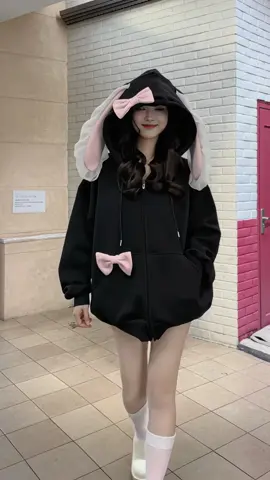 Áo Khoác Nỉ Hoodei Zip Form Boxy Tai Thỏ #xh #fyp #thoitrangnu #aokhoac #aokhoacnu 
