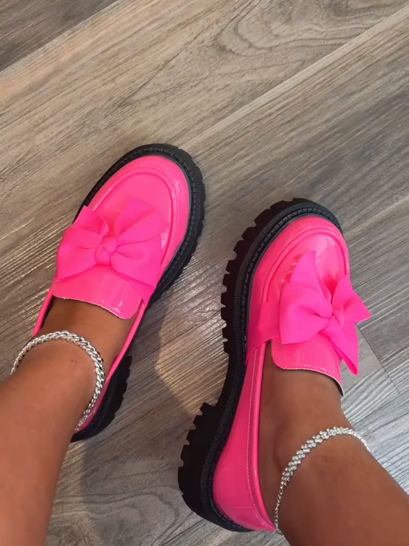 💗LAST DAY - PROMOTION💗Chic Sweet Platform Loafers with Bow#uk #women