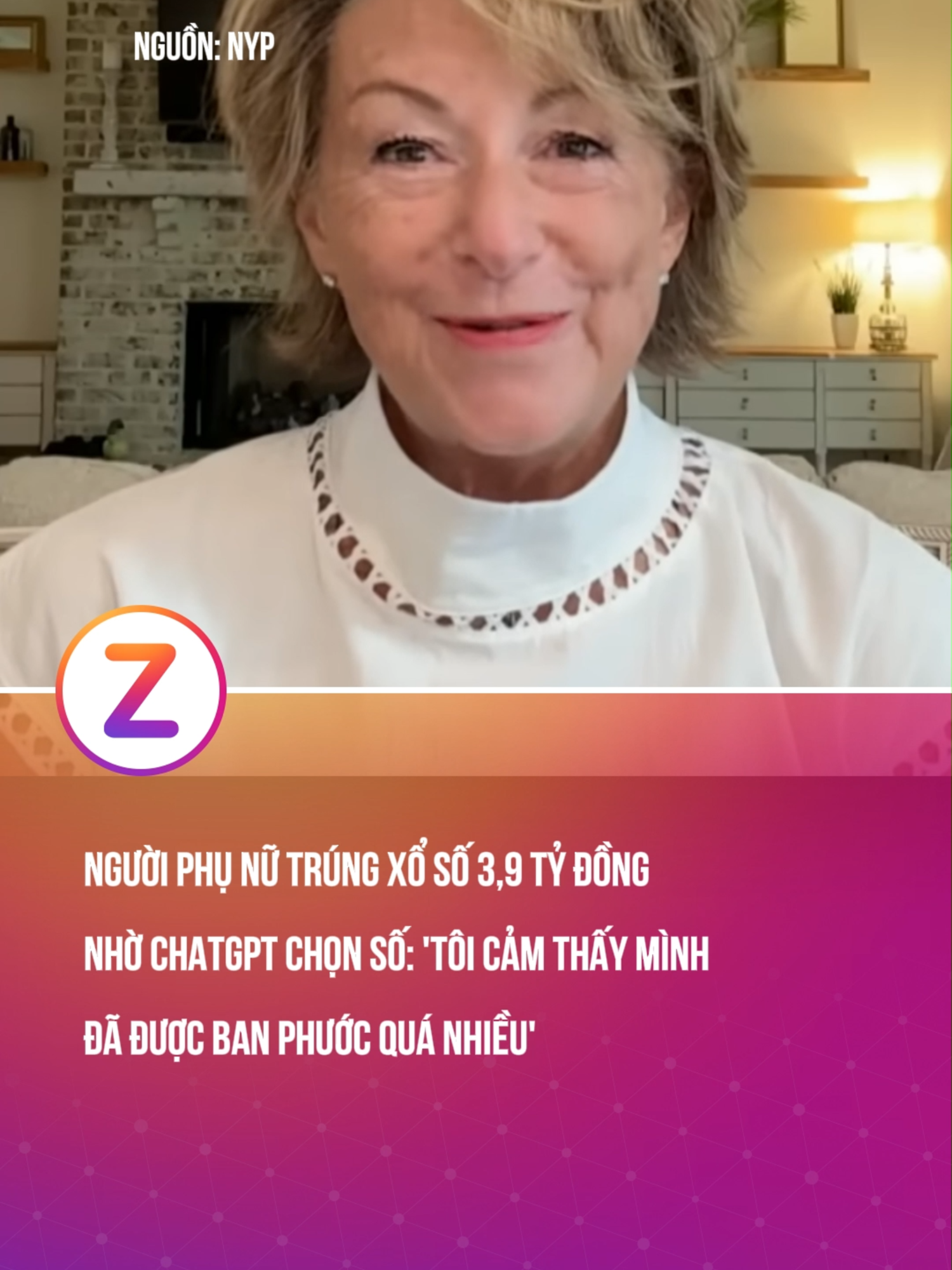 Người phụ nữ trúng xổ số 3,9 tỷ đồng nhờ ChatGPT chọn số, ban đầu còn tưởng là bị lừa: 'Tôi cảm thấy mình đã được ban phước quá nhiều' #trending #zvideo #tintuc #znews #khampha #chatgpt