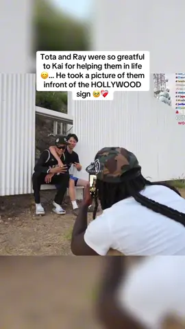 Tota and Ray were so greatful to Kai for helping them in life 😊… He took a picture of them infront of the HOLLYWOOD sign 🥹❤️‍🩹 #tota #rayasianboy #kaicenat #mafiathon 
