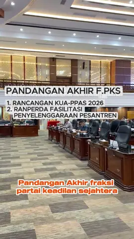 📌 Fraksi PKS DPRD Sumatera Barat telah menyampaikan Pandangan Akhir terkait: 1️⃣ Kebijakan Umum Anggaran & Prioritas Plafon Anggaran Sementara (KUA-PPAS) Tahun 2026. 2️⃣ Rancangan Peraturan Daerah tentang Fasilitasi Penyelenggaraan Pesantren. Fraksi PKS menegaskan komitmen untuk terus memperjuangkan kebijakan anggaran yang berpihak kepada rakyat, serta mendukung penguatan peran pesantren sebagai bagian penting dari pendidikan, dakwah, dan pemberdayaan masyarakat. 🤝 Semoga keputusan yang diambil menjadi langkah konstruktif demi terwujudnya pembangunan Sumatera Barat yang berkeadilan, sejahtera, dan madani #fraksipkssumbar  #pkssumbar 