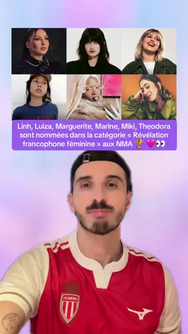 Linh, Luiza, Marguerite, Marine, Miki, Theodora sont nommées dans la catégorie « Révélation francophone féminine » aux NMA 🏆 🩷👀 #staracademy #nma 