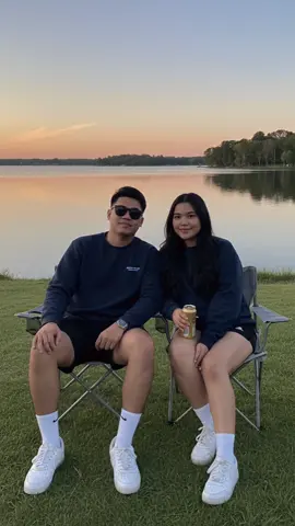 Step1: Go to Chrome and search Gemini ai  Step2: Copy this Prompt  Step3: upload couple picture and wait for results  without changing the face at all edit a photo of a couples sitting on a folding chair by the lake at sunset. a tranquil view of the lake with an orange sunset behind it. there was a hill or island on the other side of the lake. men and women wore watching clothes which were dark blue sweaters black shorts and white shoes.the two of them side by side in a folding chairs the man and the left pointed at the camerain a folding chairs. the man and the left pointed at the camera with a smile. the woman and the right health a drink can. the atmosphere of the photo looks romantic and relax like a date or vacation. @stibb4 ❤️ #CapCut  #geminiai #aiprompt #aicouple 
