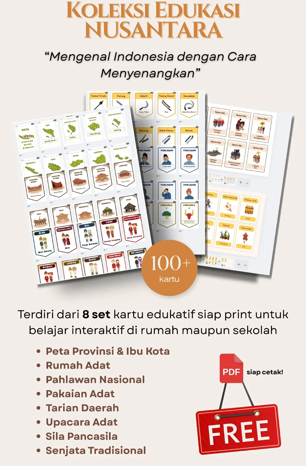 GRATISSS!!! “Guru sering bingung cari media pembelajaran budaya Indonesia yang simple, menarik, dan murah? 👩‍🏫 Nah, ini solusinya: Koleksi Edukasi Nusantara berisi 8 set lengkap → Peta Provinsi, Rumah Adat, Pahlawan Nasional, Pakaian Adat, Tarian, Upacara Tradisional, Senjata, sampai Sila Pancasila. Bisa jadi: 📖 Flashcard hafalan 🎨 Dekorasi & gantungan kelas 👧👦 Aktivitas projek P5 📌 Poster mini di mading Format PDF siap print, gratis, langsung bisa dipakai. Cukup klik link di bio & unduh sekarang ✨ Mari buat kelas lebih hidup & siswa lebih semangat belajar ❤️” #GuruIndonesia #MediaPembelajaran #EdukasiGratis #DekorasiKelas #ProjekP5 #BelajarBudaya #fyp 