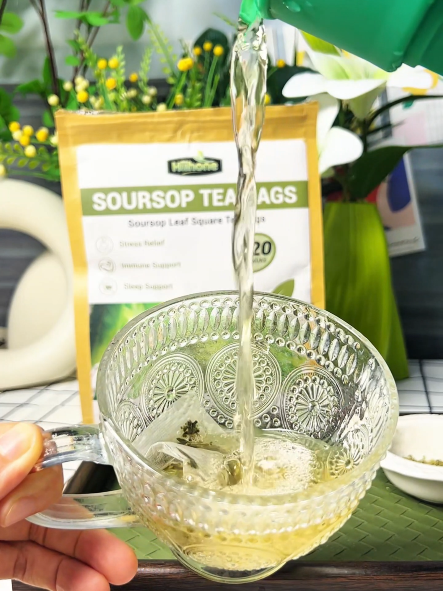 Bebe té de guanábana todos los días para obtener energía duradera. #SoursopTea #HealthyLivingTips #DrinkToYourHealth #herbaltea #hiihone L80065