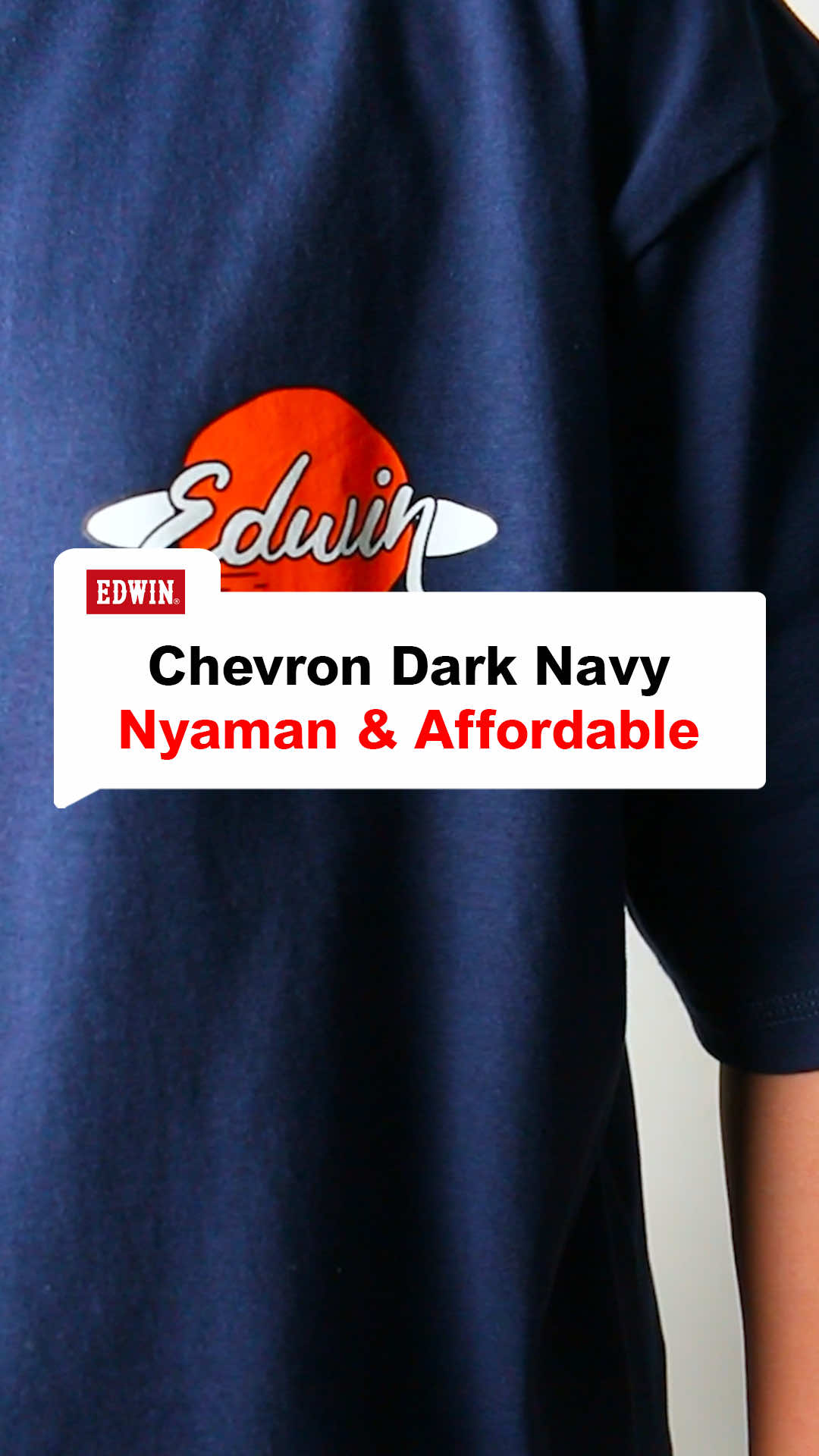 T-Shirt Chevron Dark Navy hadir dengan bahan adem & lembut yang bikin nyaman dipakai kapan aja. #EdwinJeans #OOTD #tshirt #kaos #baju 