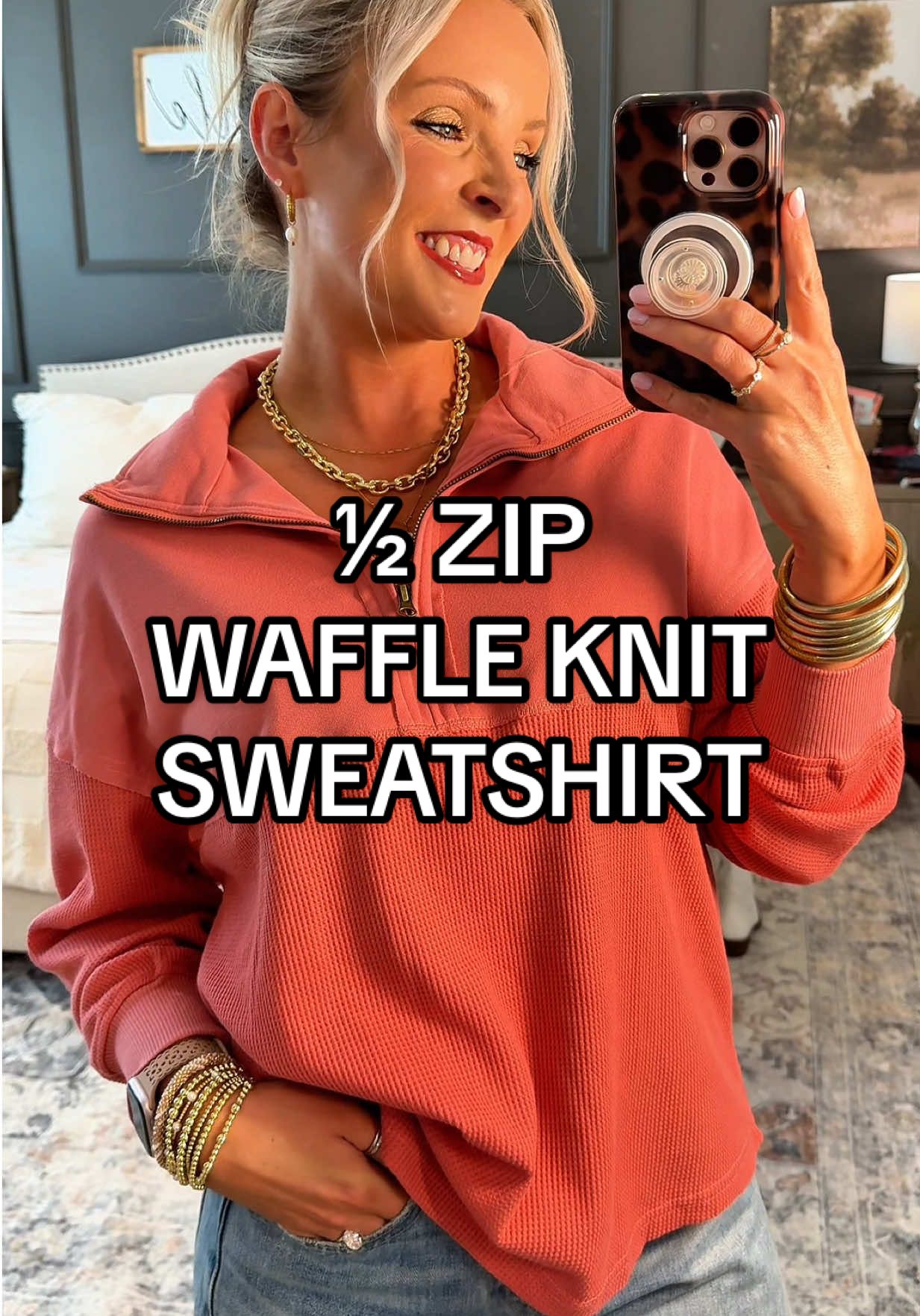 This @shewin_official_us half zip waffle knit top and your fav pair of jeans 😮‍💨👌🏼 #halfzip #pullover #waffleknitpullover #sweatshirt #lightweightsweatshirt 