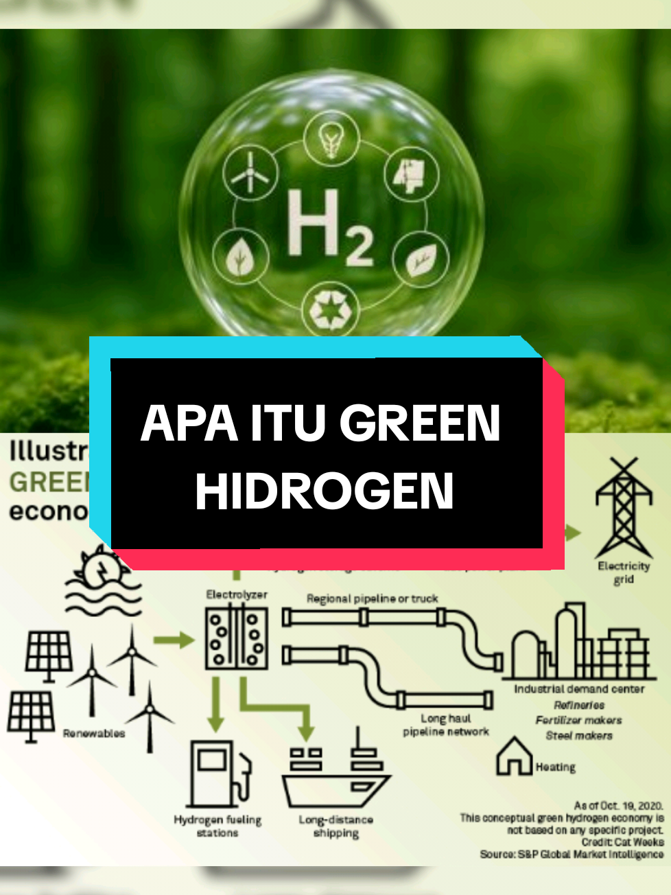 🌱 Apa sih Green Hydrogen? ⚡💧 👉 Green hydrogen itu sebenernya hidrogen (H₂) yang dibuat dari air 💦 lewat proses namanya elektrolisis. Jadi, air dipisahin jadi oksigen (O₂) sama hidrogen (H₂) pakai listrik. 🤔 Nah biar disebut green, listriknya harus dari energi terbarukan 🌞💨🌊🔥 kayak matahari, angin, air, atau panas bumi. --- Kenapa penting? 🚀✨ ✅ Bisa nurunin emisi karbon 🌍💚 ✅ Jadi bahan bakar alternatif buat industri, transportasi 🚗🚛✈️ ✅ Bisa dipakai buat bikin amonia (bahan kimia penting) 🧪 ✅ Bantu dunia capai target Net Zero Emission (NZE) 🌏💡 --- Pertamina & Green Hydrogen 🇮🇩⛽ Nah, di Indonesia, Pertamina Geothermal Energy (PGE) udah mulai bikin proyek Pilot Plant Green Hydrogen di Ulubelu, Lampung 💚 ✨ Detailnya nih: 🔹 Produksi ±100 kg/hari ⚖️ 🔹 Teknologi: AEM Electrolyzer (efisiensi 82–88% 😎) 🔹 Sumber listriknya: geothermal alias panas bumi 🌋⚡ --- Pertama di dunia?? 🤔🌍 Pertamina bilang ini “pertama di dunia” tapi konteksnya spesifik banget 👉 gabungan AEM electrolyzer + energi panas bumi. Artinya, bukan green hydrogen pertama di dunia ya, tapi yang pertama dengan kombinasi teknologi kayak gini. Soalnya riset & proyek green hydrogen juga udah banyak di negara lain 🌐💡. Jadi klaim ini lebih ke unik versi Pertamina ✨😉 --- 🌟 Kesimpulan Green hydrogen = energi masa depan 🚀 Pertamina = lagi bikin gebrakan 💥 Indonesia = ikut meramaikan panggung dunia energi bersih 💚🇮🇩 #GreenHydrogen 🌱⚡ #EnergiMasaDepan 🔋🌍#Pertamina 💚🇮🇩#NetZeroEmission 🌏✨#EnergiBersih 🚀☀️