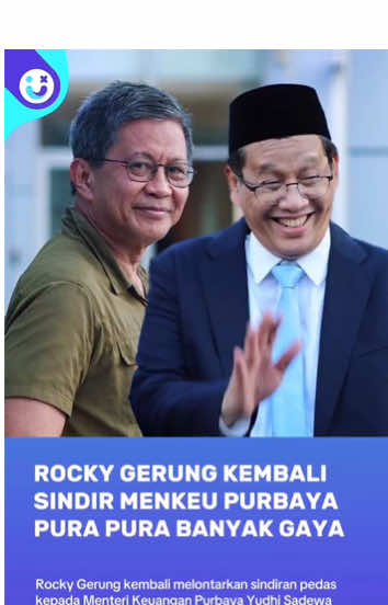 Rocky Gerung Sindir Menkeu Purbaya Yudi Pura-Pura Banyak Gaya. Pengamat politik Rocky Gerung kembali melontarkan kritik pedas kepada Menteri Keuangan (Menkeu) Purbaya Yudhi Sadewa. Dalam salah satu podcast, Rocky menyebut Purbaya “pura-pura banyak gaya”, menyinggung sikap elitis yang dianggap tidak berpihak pada kepentingan rakyat. Tak hanya itu saja, Purbaya Yudhi dinilai Rocky Gerung terlalu membela Jokowi. Rocky menilai, di tengah kondisi ekonomi dan sosial yang penuh tantangan, sikap seperti itu hanya menambah jarak antara elite dengan masyarakat. Kritiknya kembali memantik perbincangan hangat di ruang publik. #RockyGerung #Skakmat #Kritik #MenteriKeuangan #PurbayaYudhiSadewa 