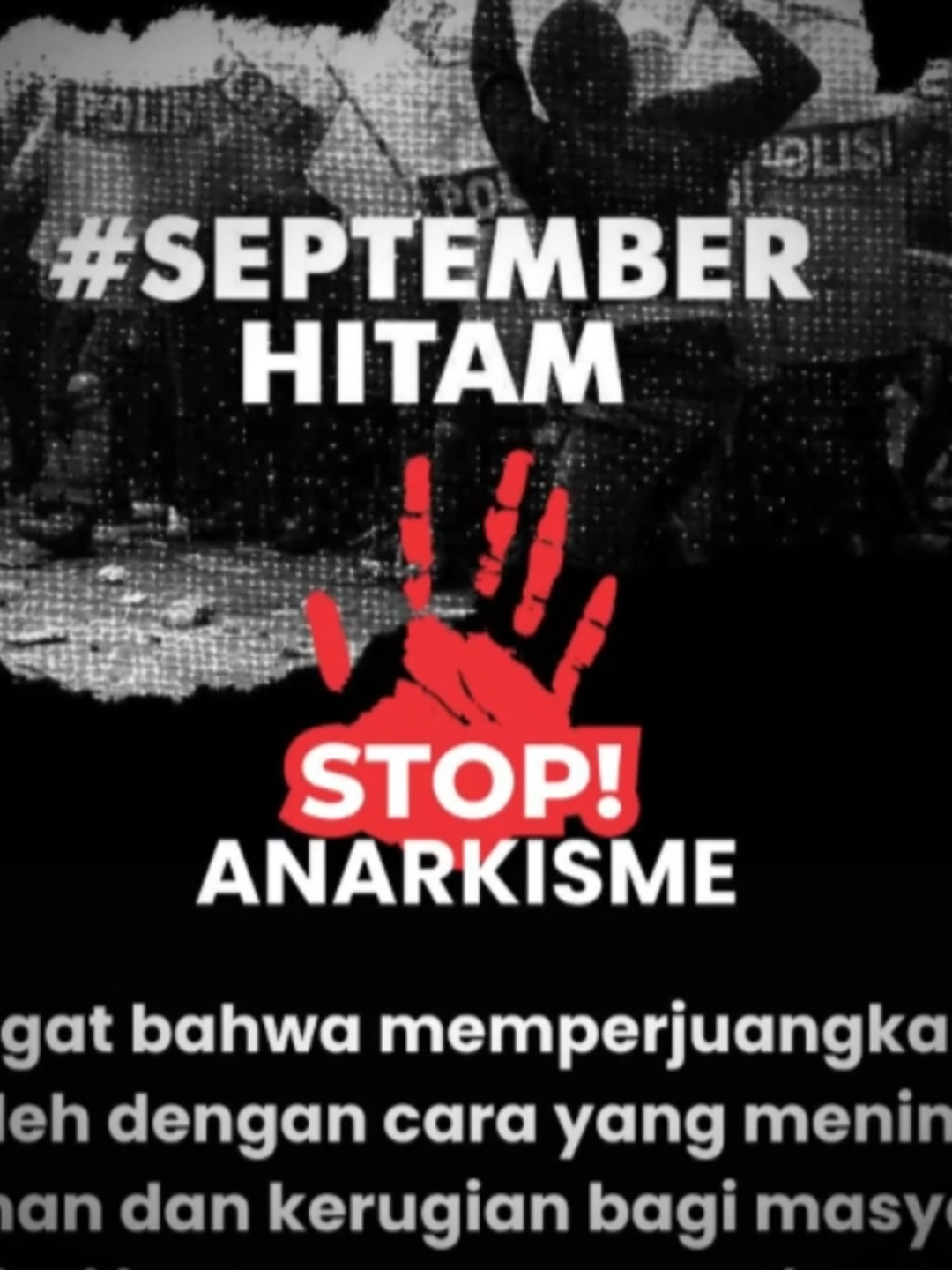 Stop anarkisme, perjuangan HAM itu keren jika tanpa kerusuhan! Mari hormati hak semua dengan cara adil. #SeptemberHitam #HAMAdil