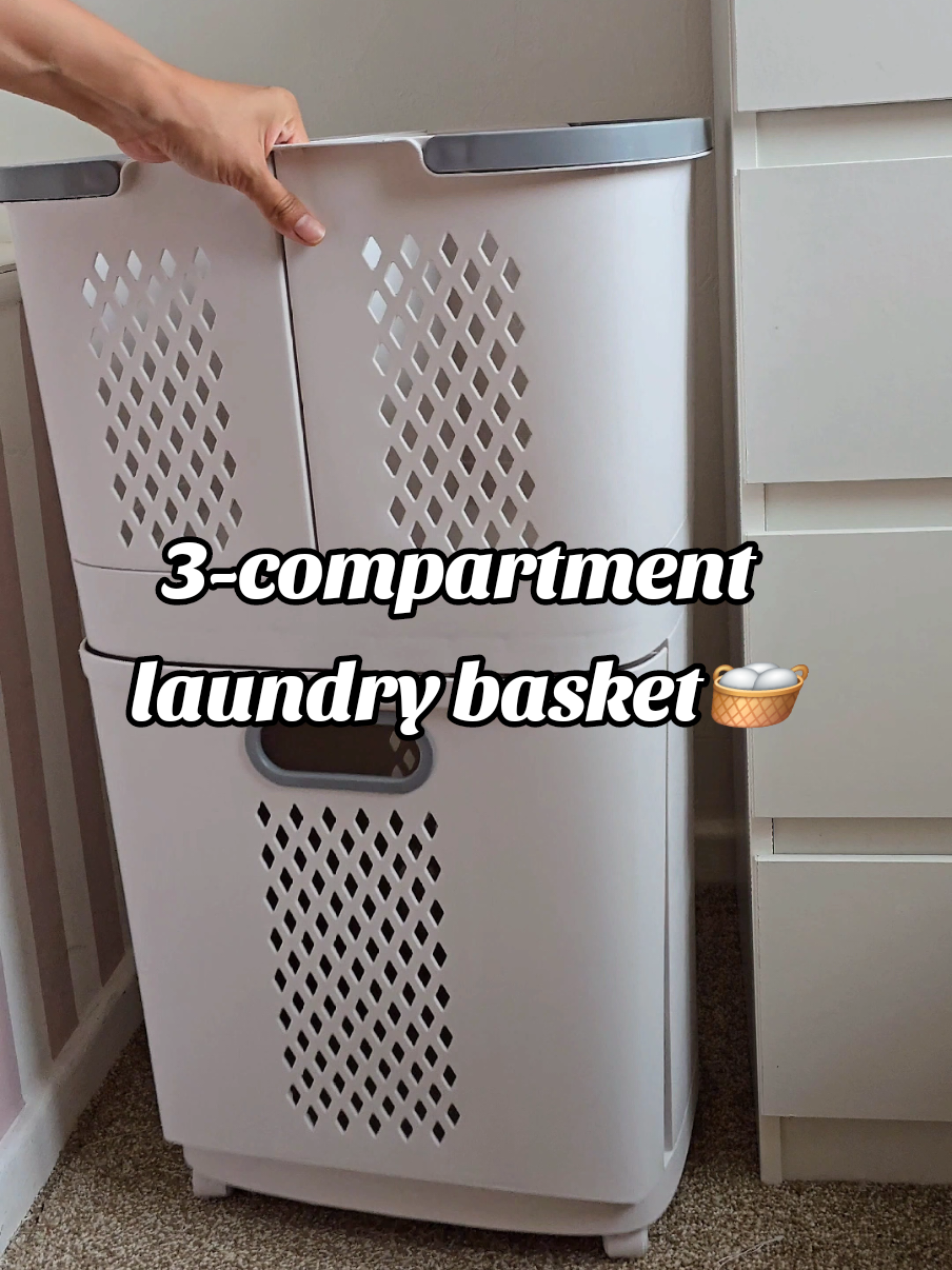 Say goodbye to laundry chaos! 🧺✨ 3 compartments, space-saving, and wheels for easy moving. Perfect for kids clothes! #LaundryHack #HomeOrganization #SpaceSaver #laundrybasket  #laundrybasketorganizer 