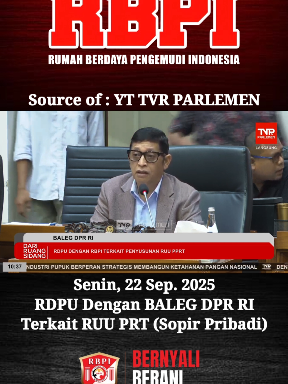 RDPU Bersama BALEG DPR RI Terkait RUU PRT (Sopir Pribadi) #rbpi #balegdprri #sopir #sopirpribadi #fyp 