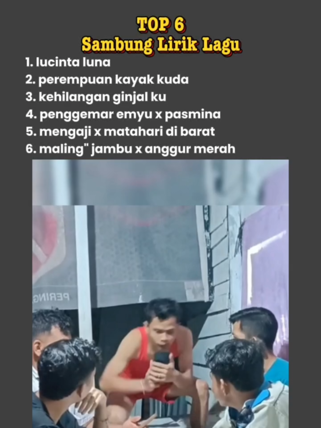 TOP 6 permainan sambung lirik lagu yg gak nyambung 🤣😆  #sambungliriklagu #liriklagu #kocak #hiburan #sipalinglucu 
