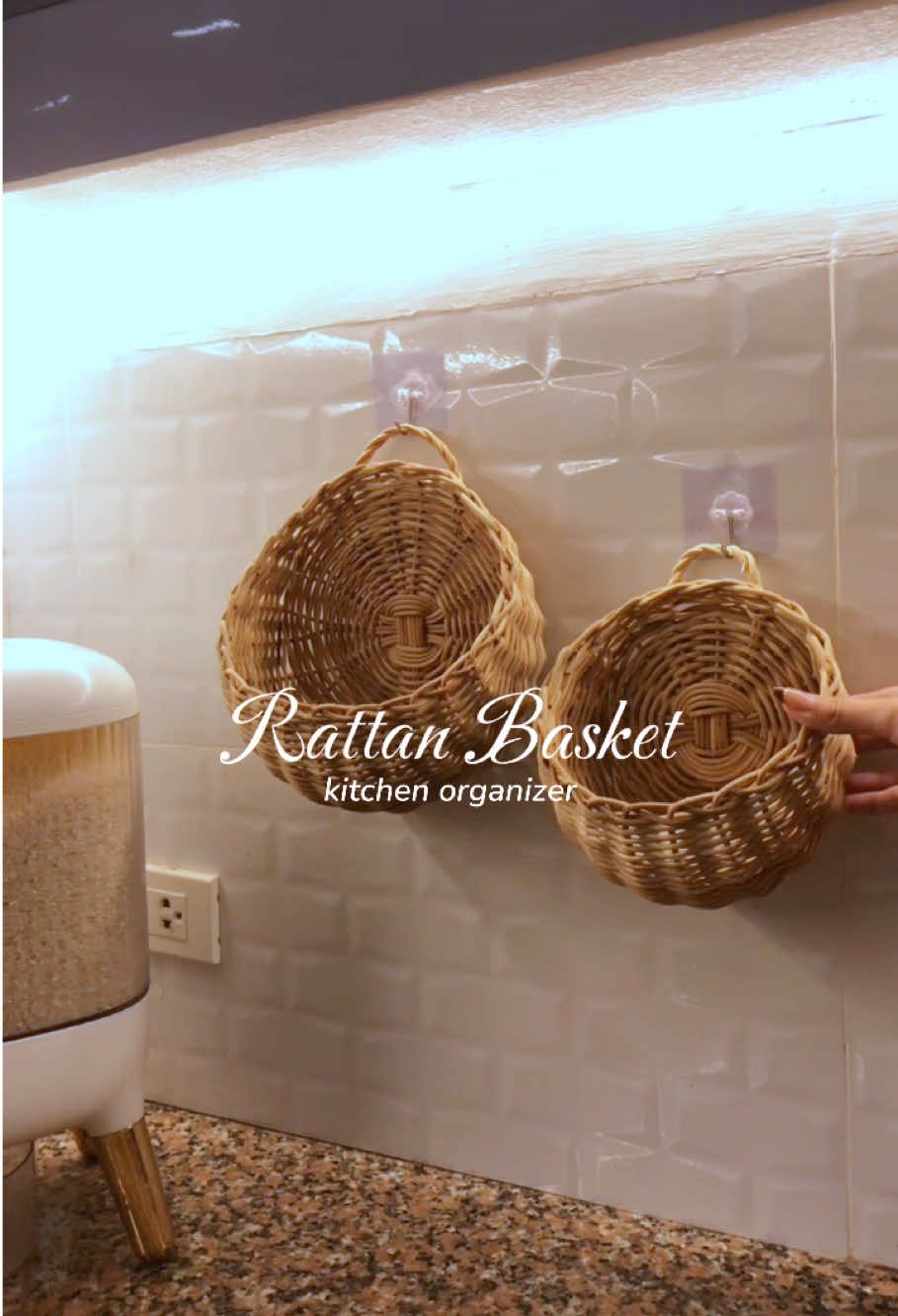 Rattan Basket for kitchen 🧺❤️#rattanbasket #KitchenHacks #organizer 