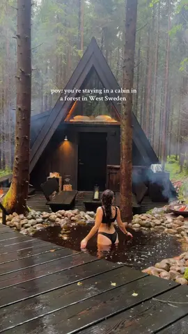 Straight out of a Twilight movie, don’t you think?  Location: Hyssna Forest Resort.  #cabin #sweden #hyssnaforestresort #travel #cottage 
